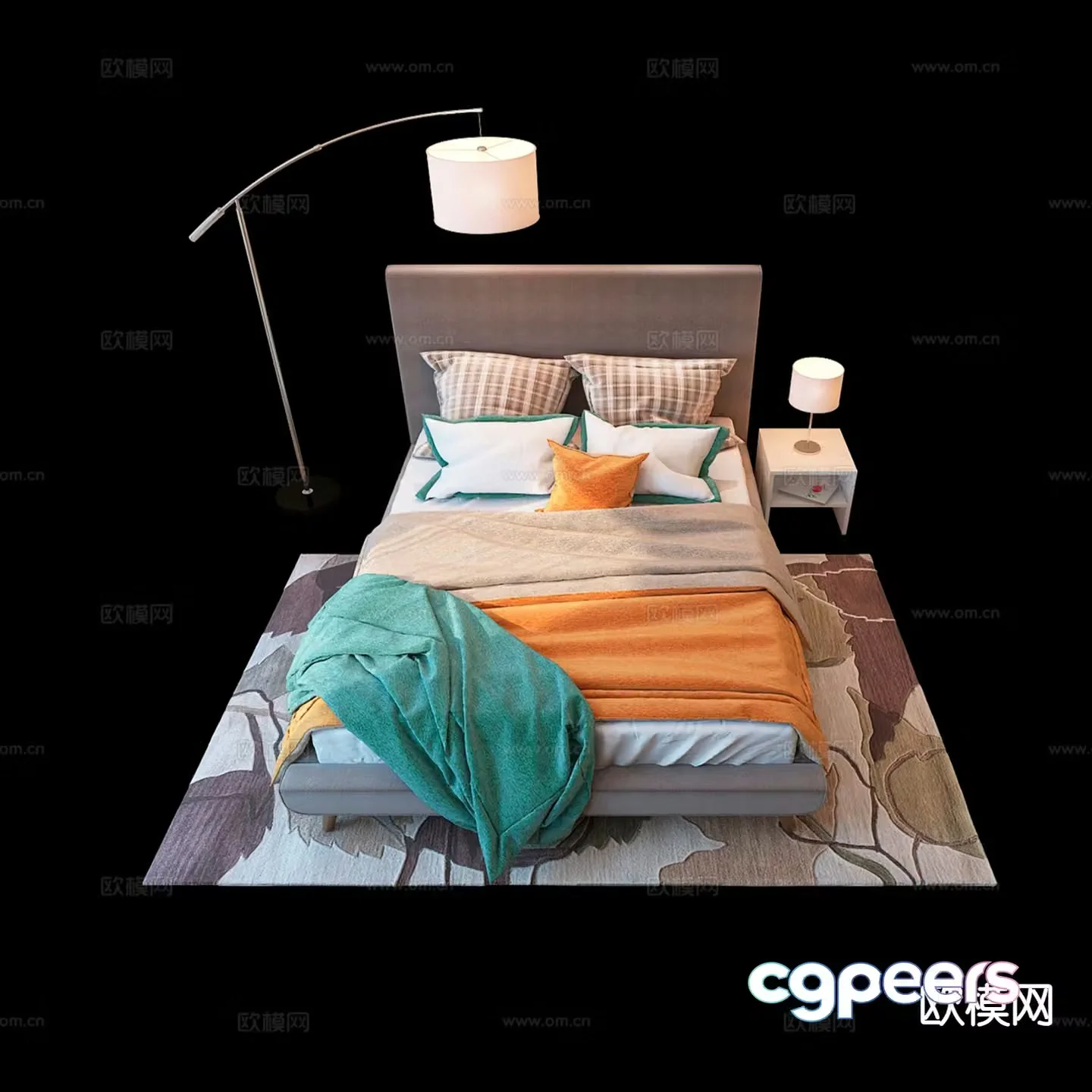 Modern double bed 3d model