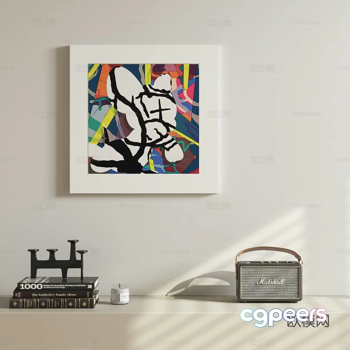 Modern abstract hanging painting 3d model