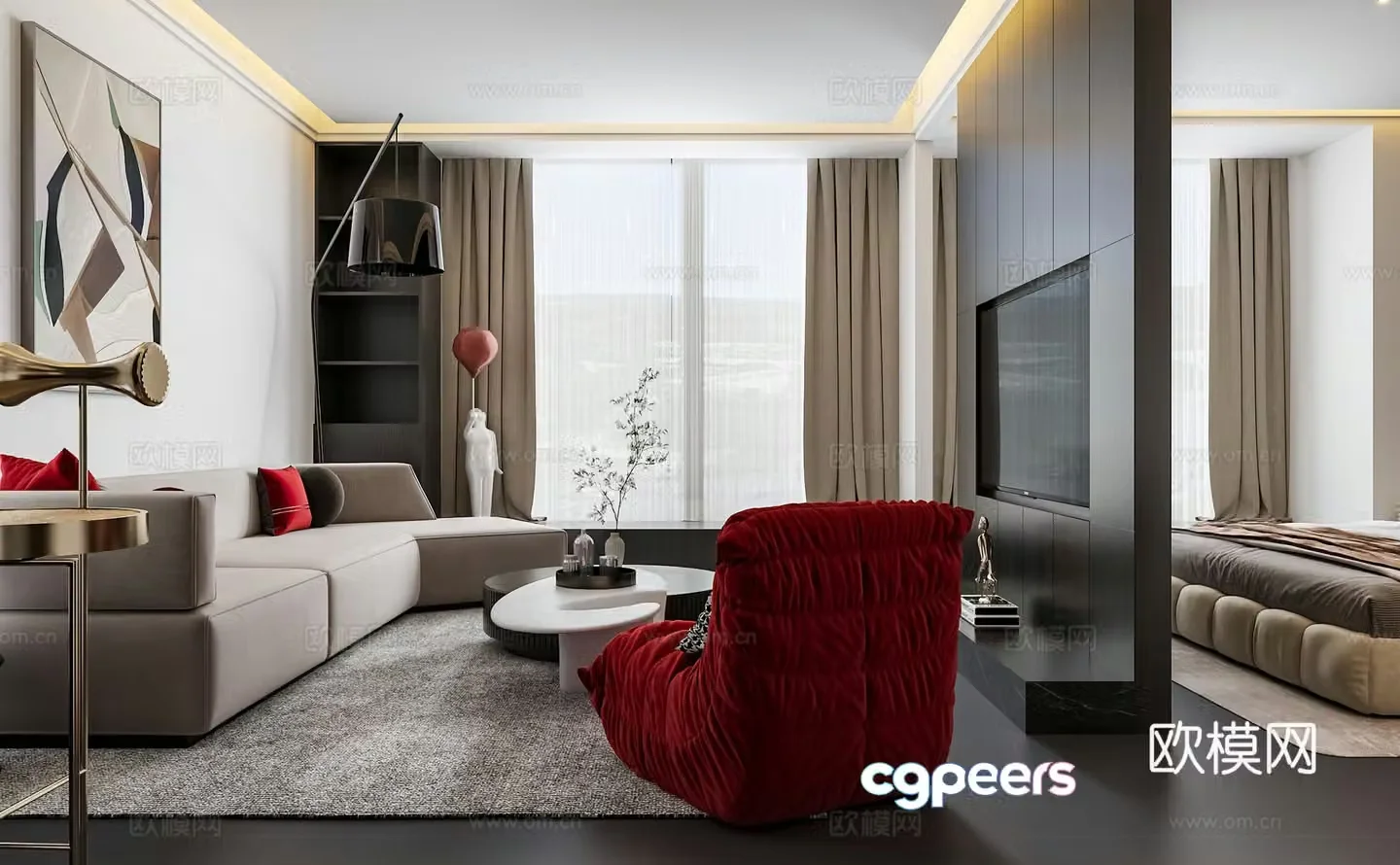 Modern style apartment 3d model of accommodation suite