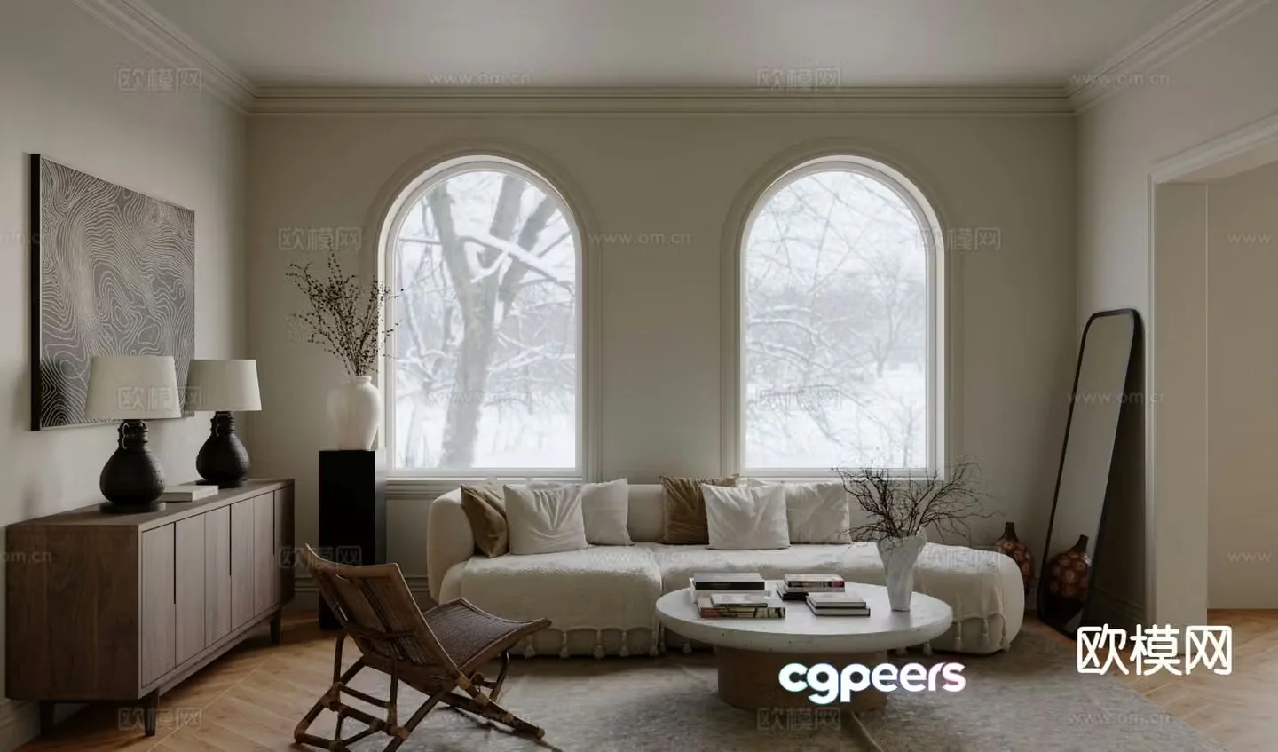 Wabi-sabi living room 3d model