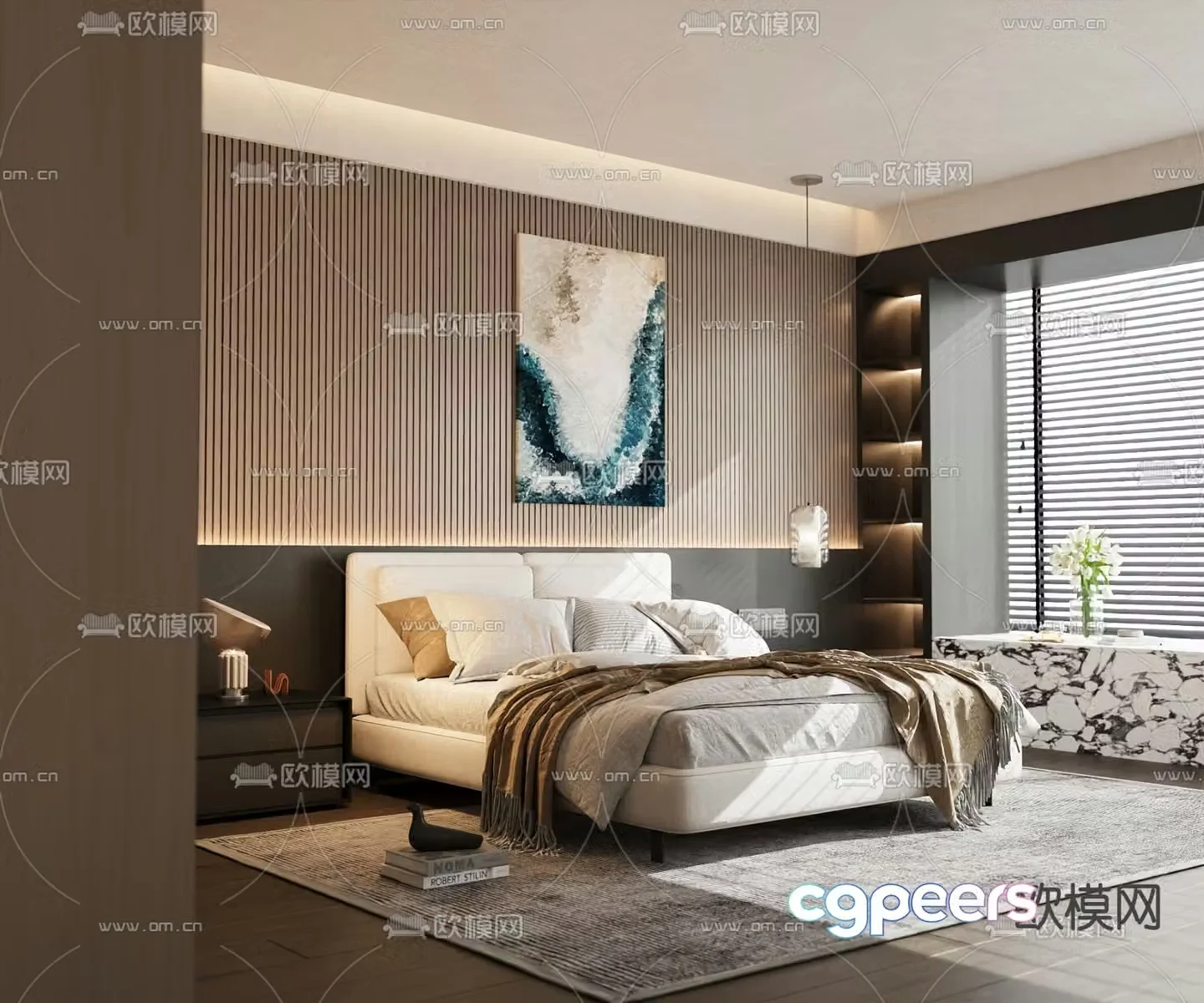 Modern double bed 3d model