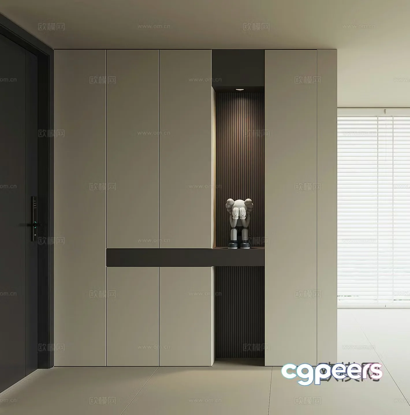 Modern home entrance shoe cabinet 3D model