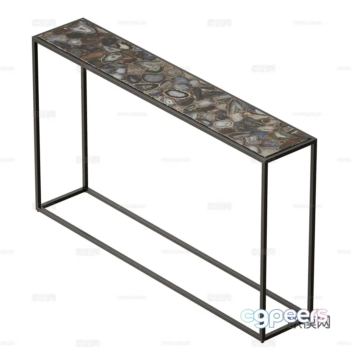 Modern Italian light luxury agate metal frame entrance table 3D model