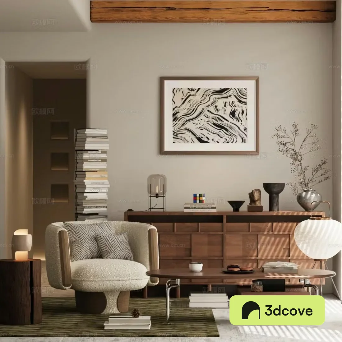Washi leisure chair entrance cabinet