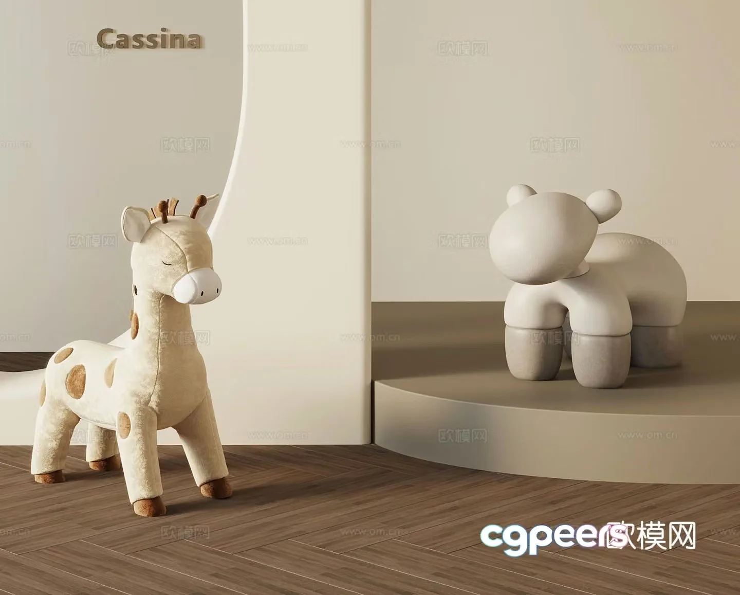 Children’s chair cartoon chair wooden horse chair 3d model