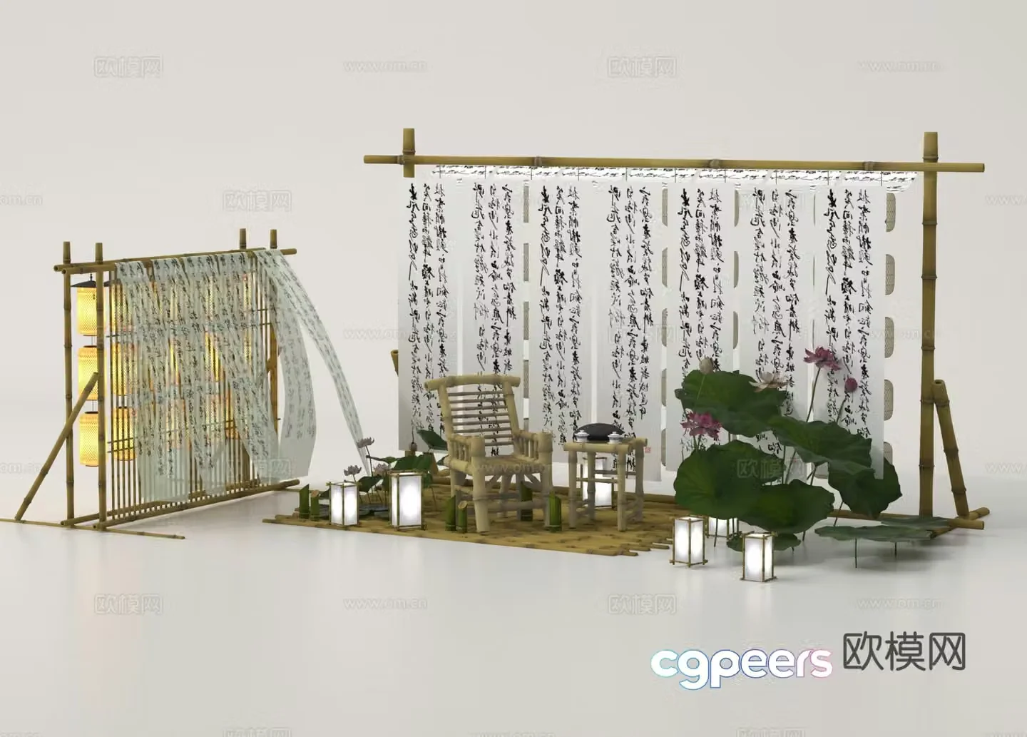 Curtain screen camping sketch 3d model