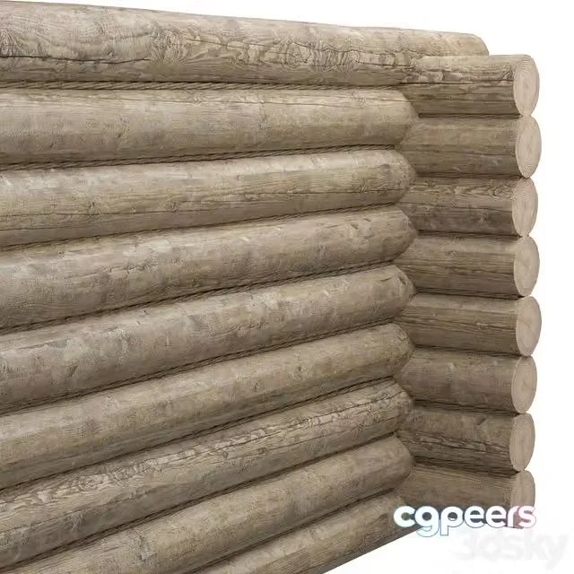 3ds Max Free – log cabin with jute rope