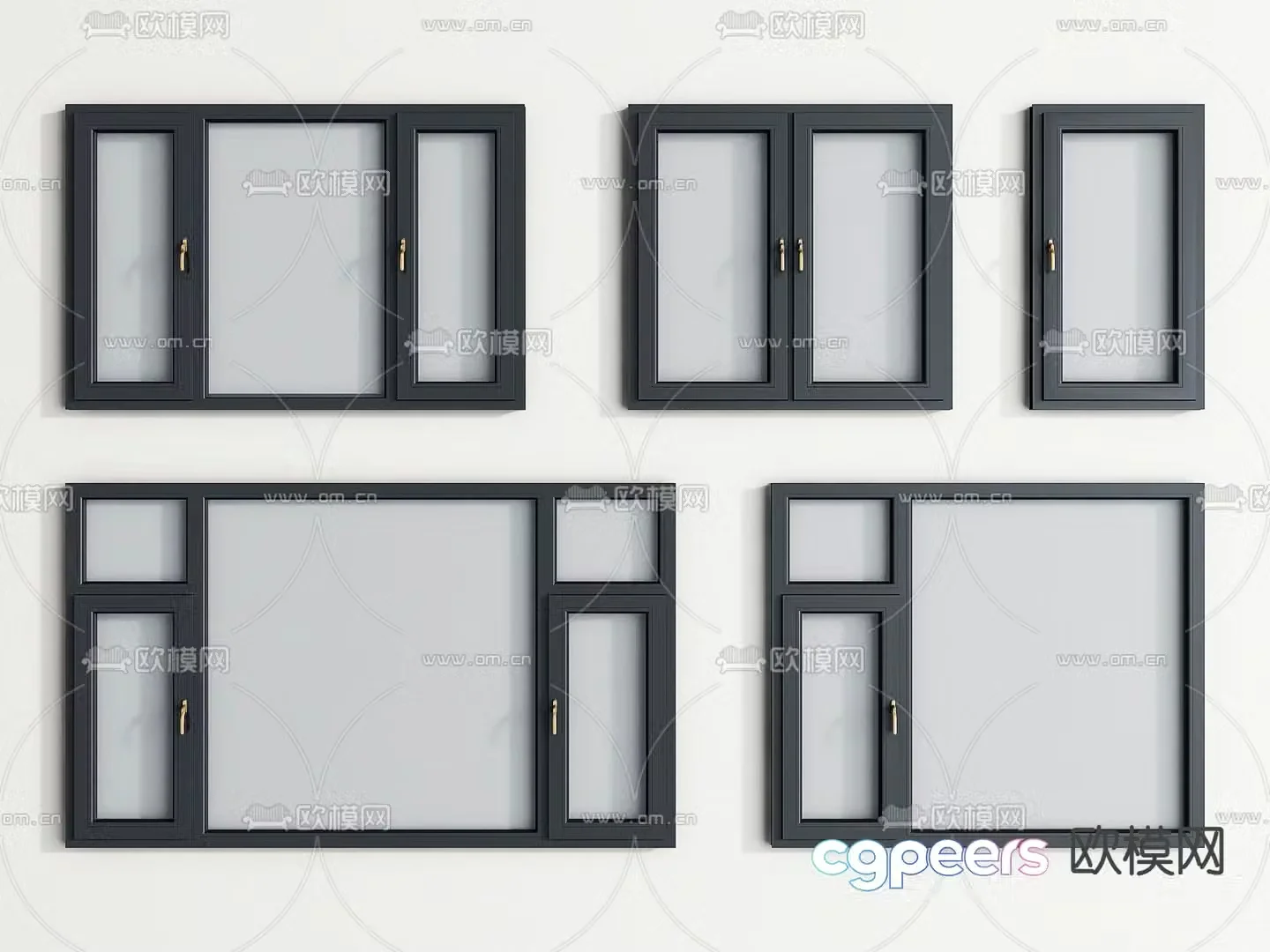 Modern window casement window window glass window 3d model
