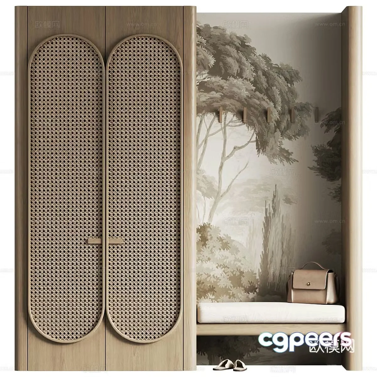 New Chinese style wasaki woven shoe cabinet 3D model