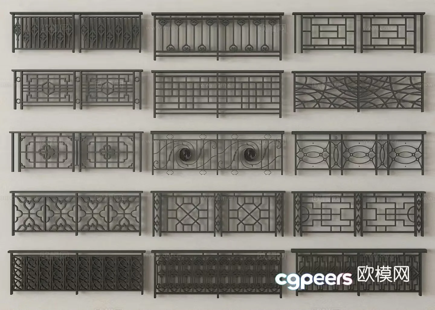 New Chinese railings fences guardrails fences 3d model