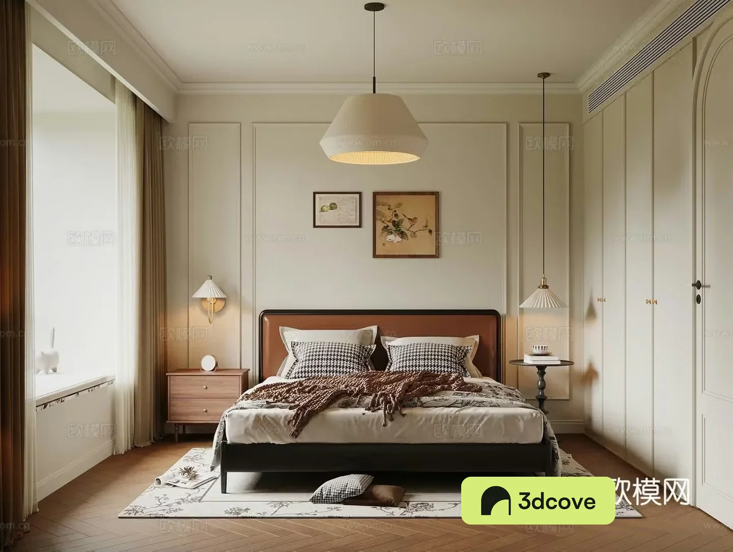 Cream retro style bedroom