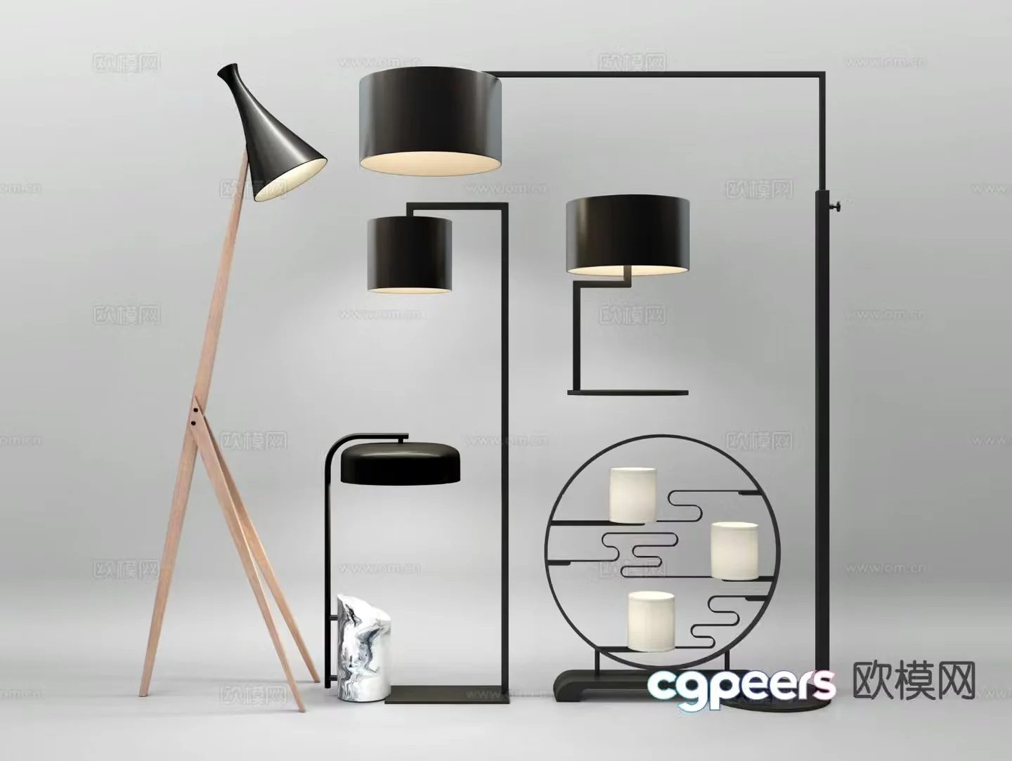 New Chinese style floor lamp 3d model