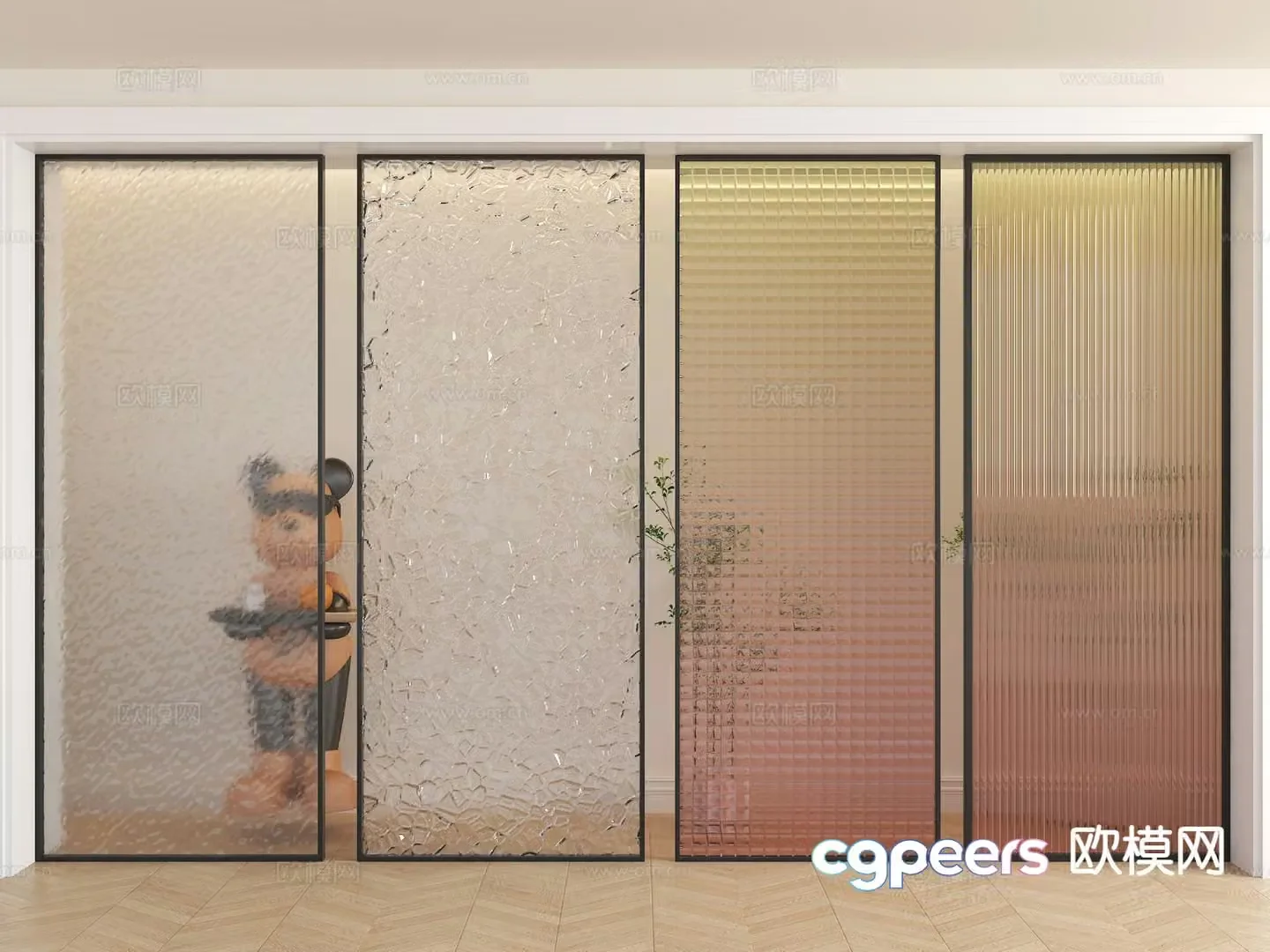 Modern glass partition Changhong glass partition 3D model