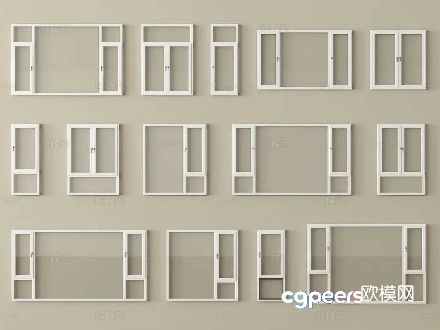Modern casement windows bay windows floor-to-ceiling windows balcony windows 3D model