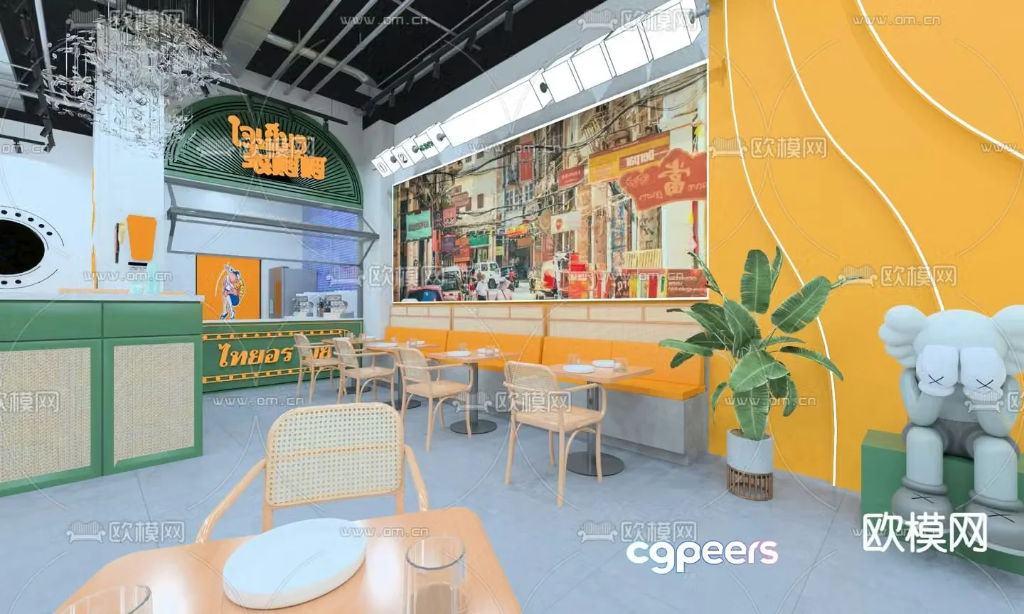 Modern Thai food restaurant 3d model