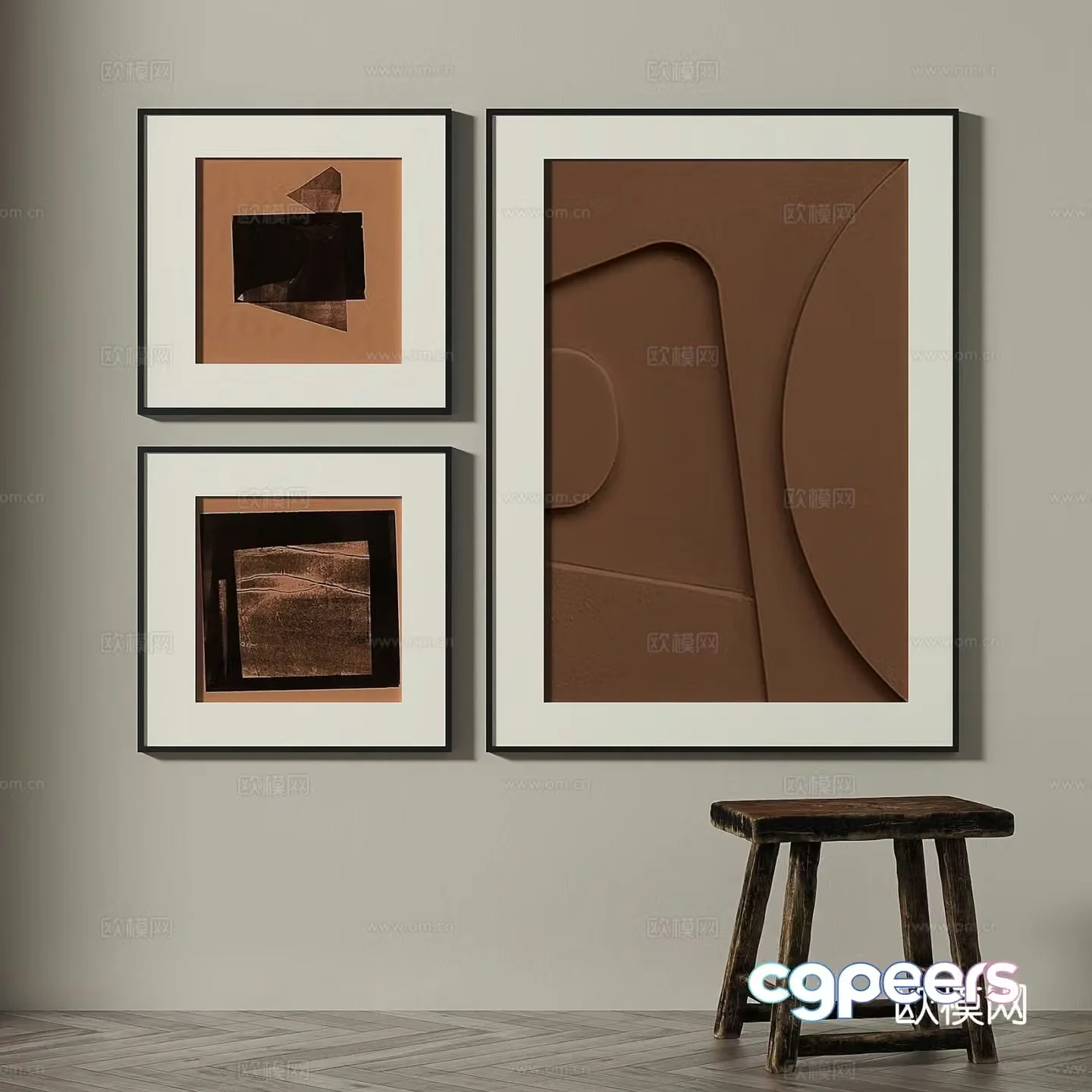 Medieval style retro painting abstract painting decorative painting 3D model