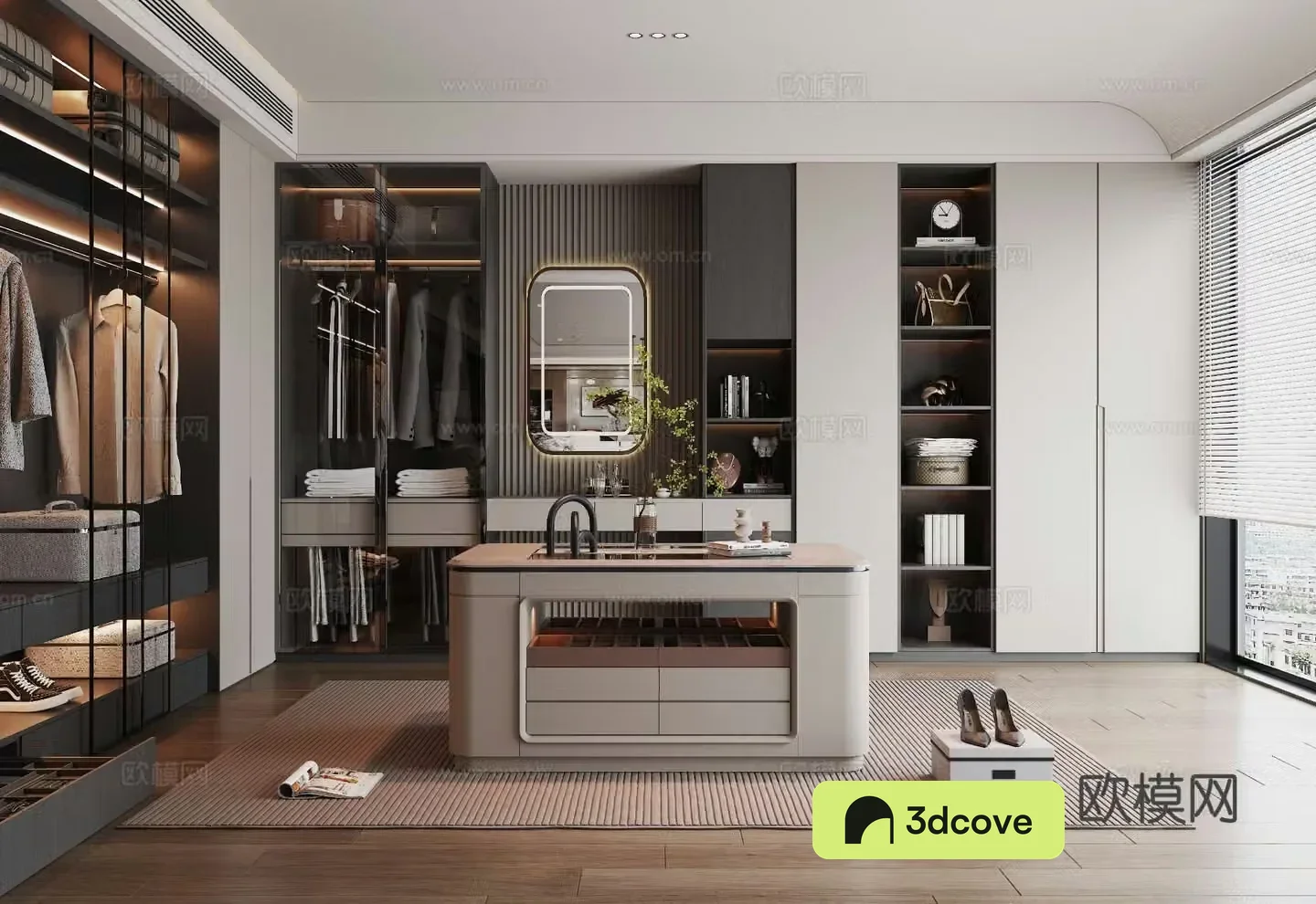 Italian style cloakroom island cloakroom