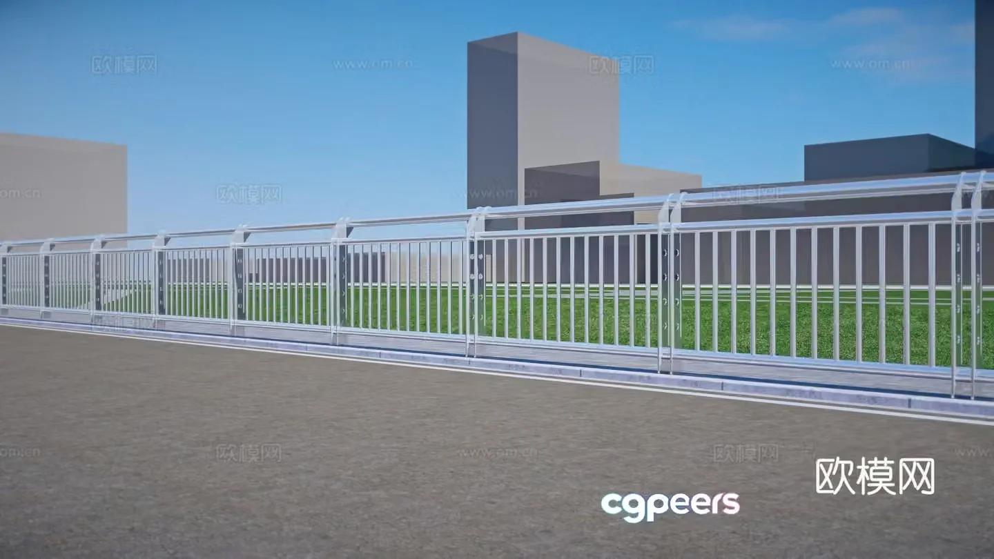 Modern metal guardrail 3d model