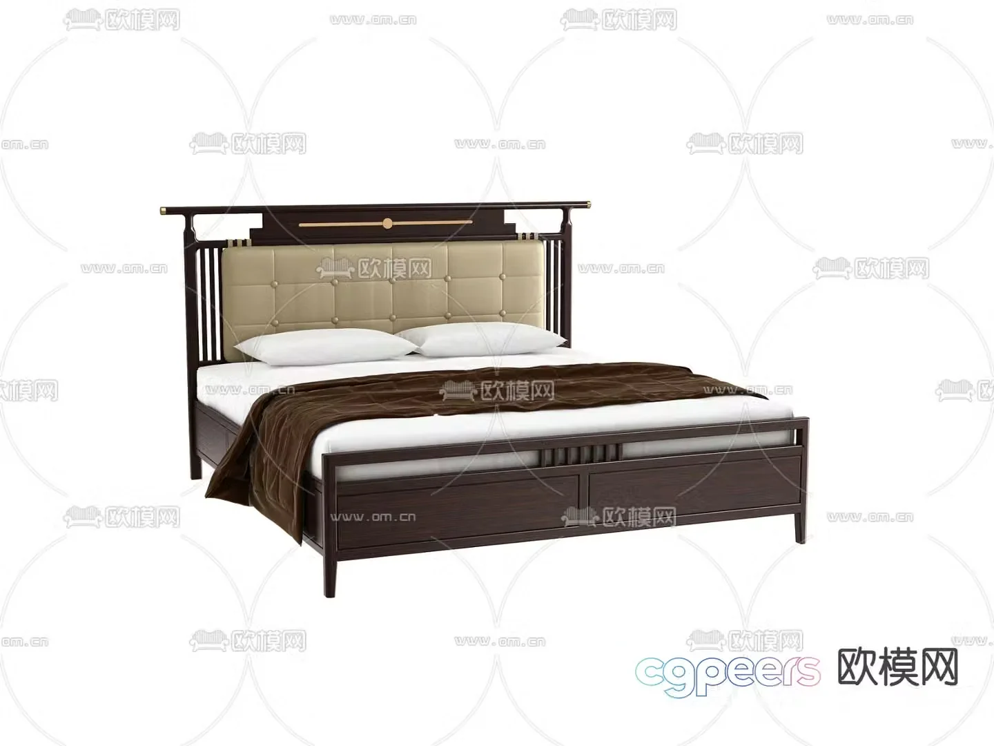 New Chinese style double bed 3d model