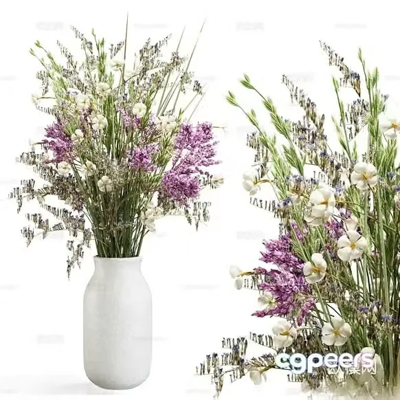 A White Vase With Flowers 3D Model – 621 – CORONA Render