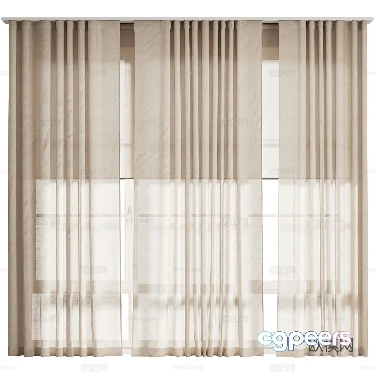 New Chinese cotton and linen curtain 3D model
