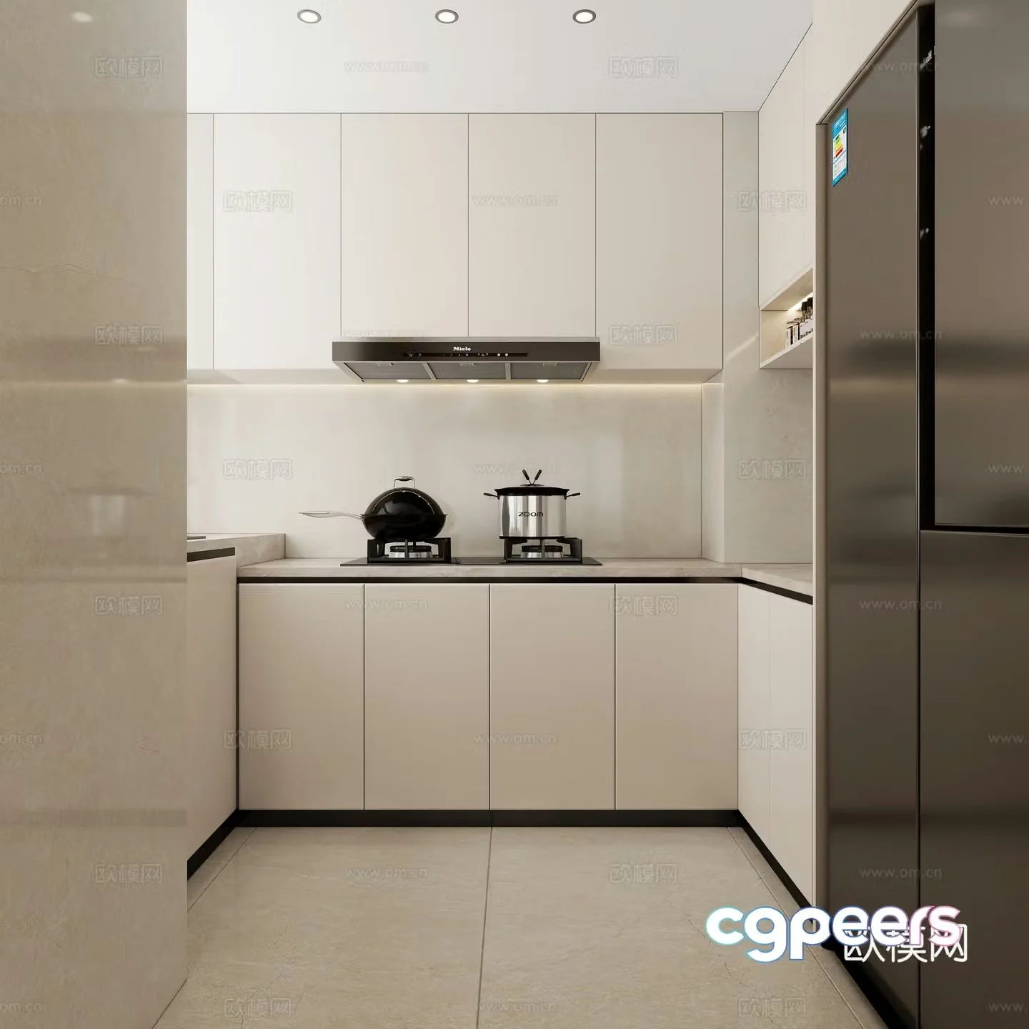 Modern living and dining room 3d model