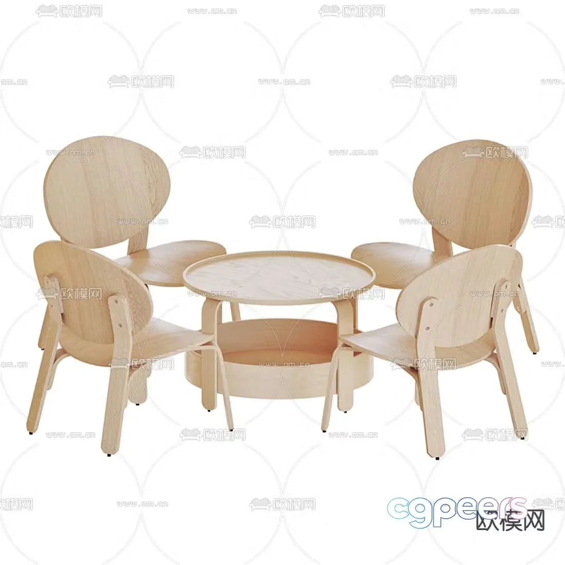 Modern children’s table and chair 3d model