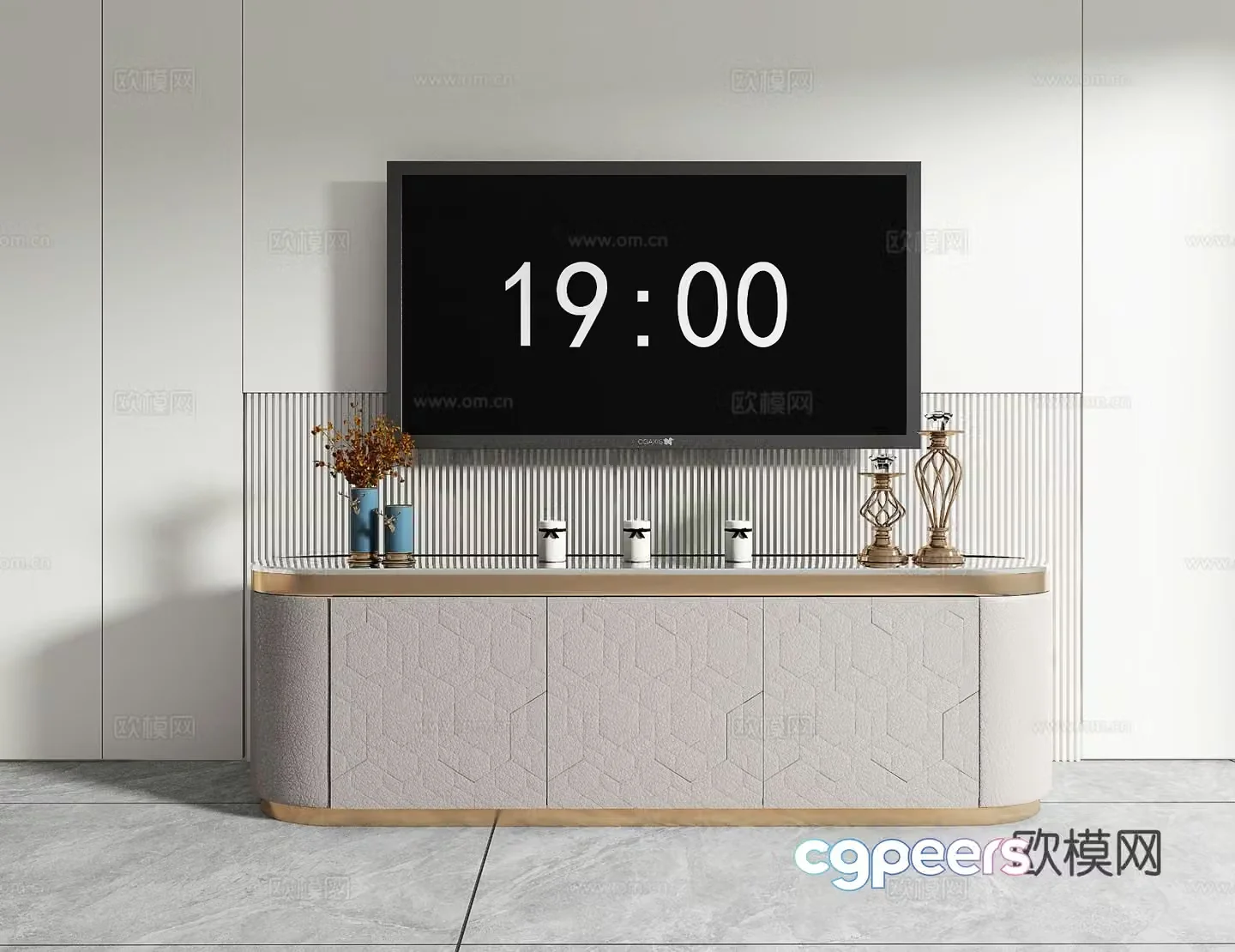 Light luxury TV cabinet 3D model