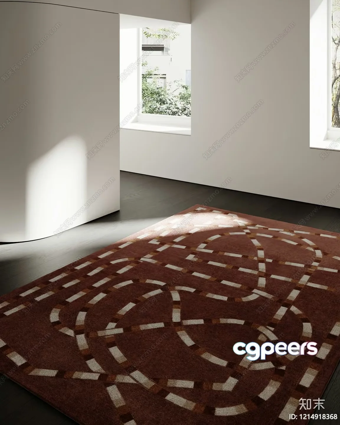 A Modern Room With A Brown Rug 3D Model – 15346 – VRAY Render