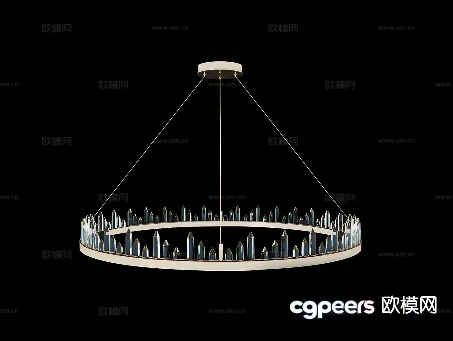 Metal ring chandelier crystal chandelier 3d model
