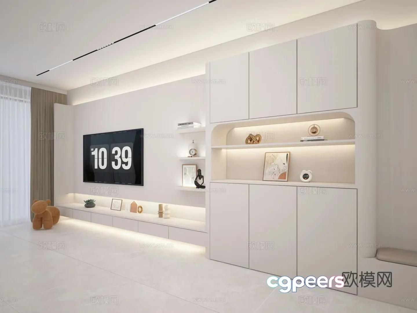 Modern TV wall integrated cabinet TV cabinet 3D model