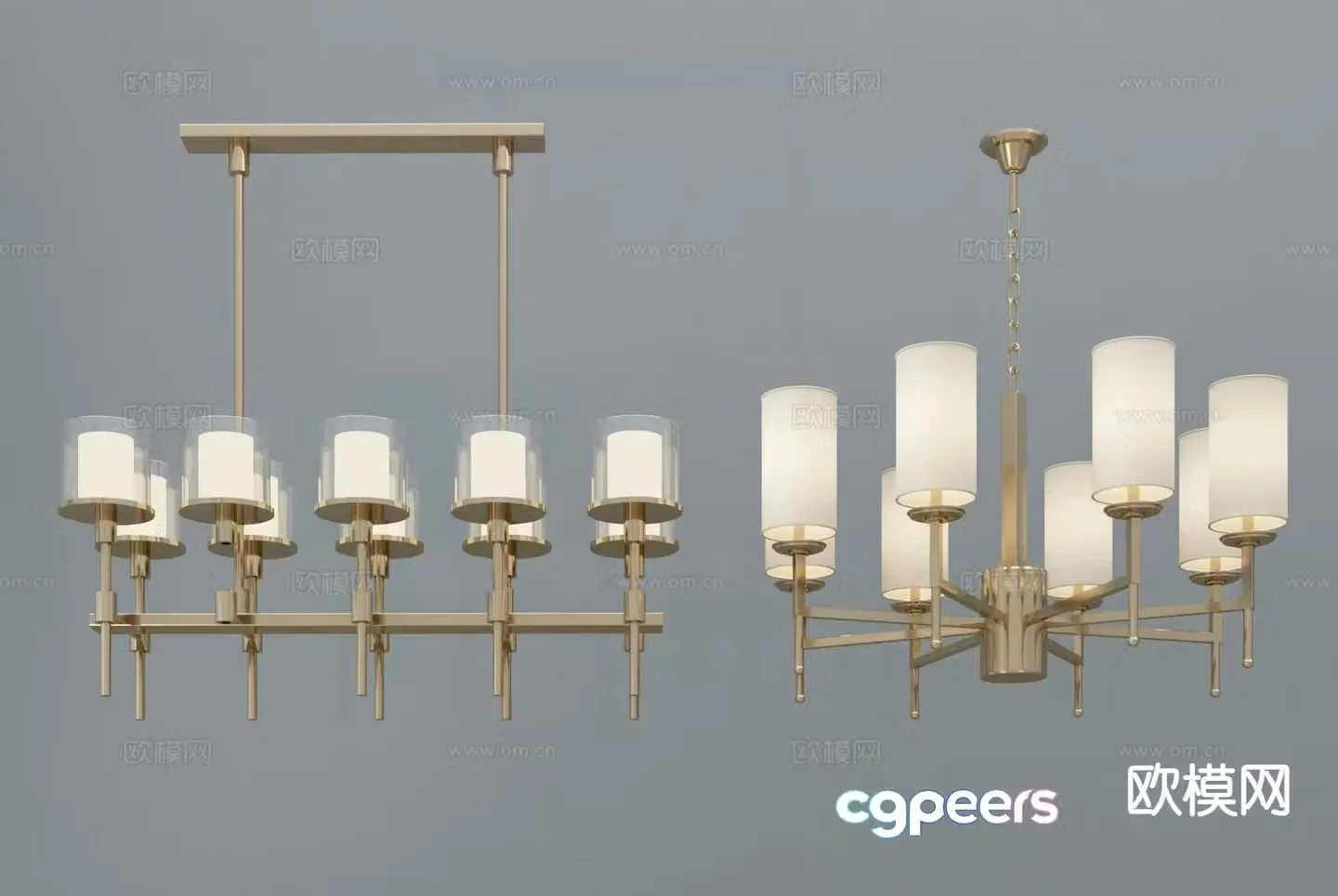 Modern multi-head chandelier 3d model