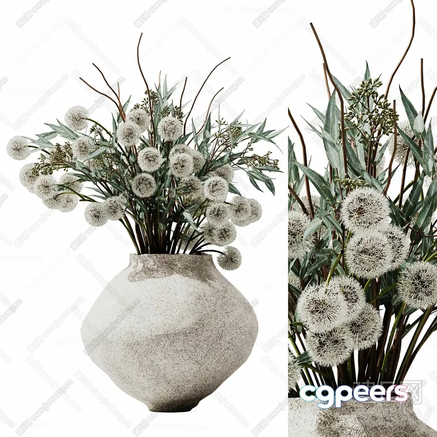 A Vase With Flowers 3D Model – 16456 – CORONA Render