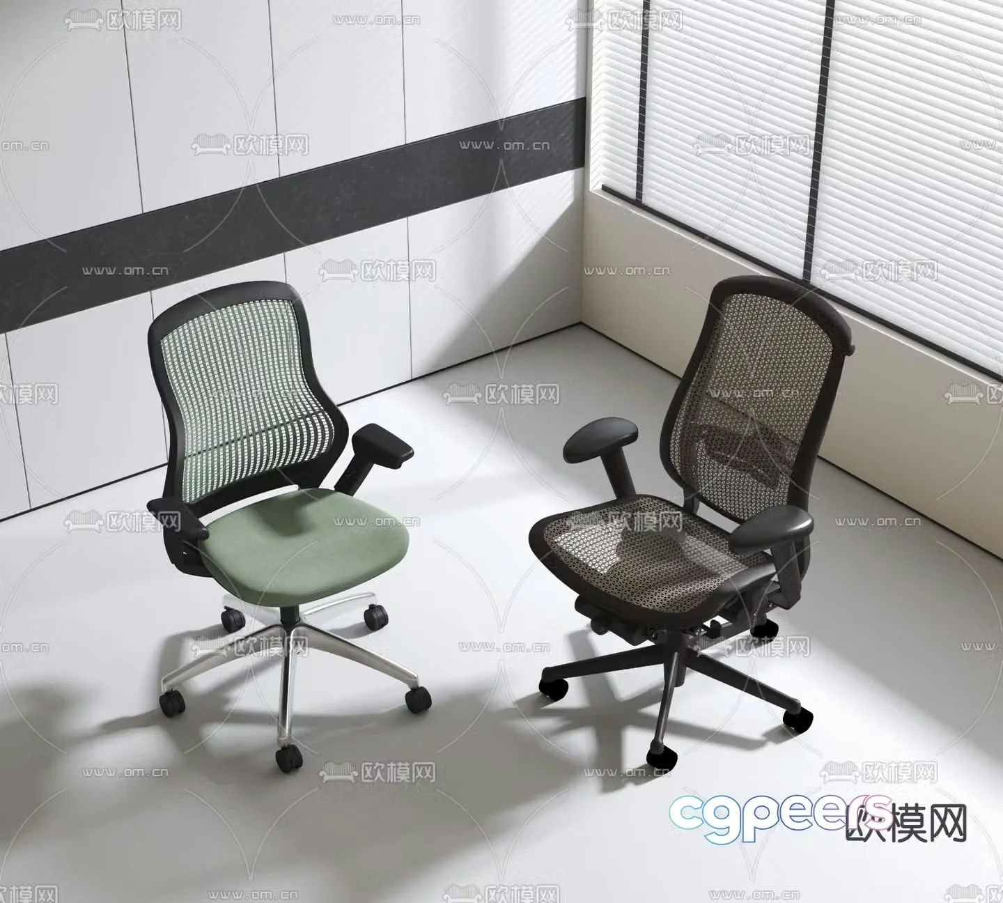 Mesh office chair staff chair 3d model