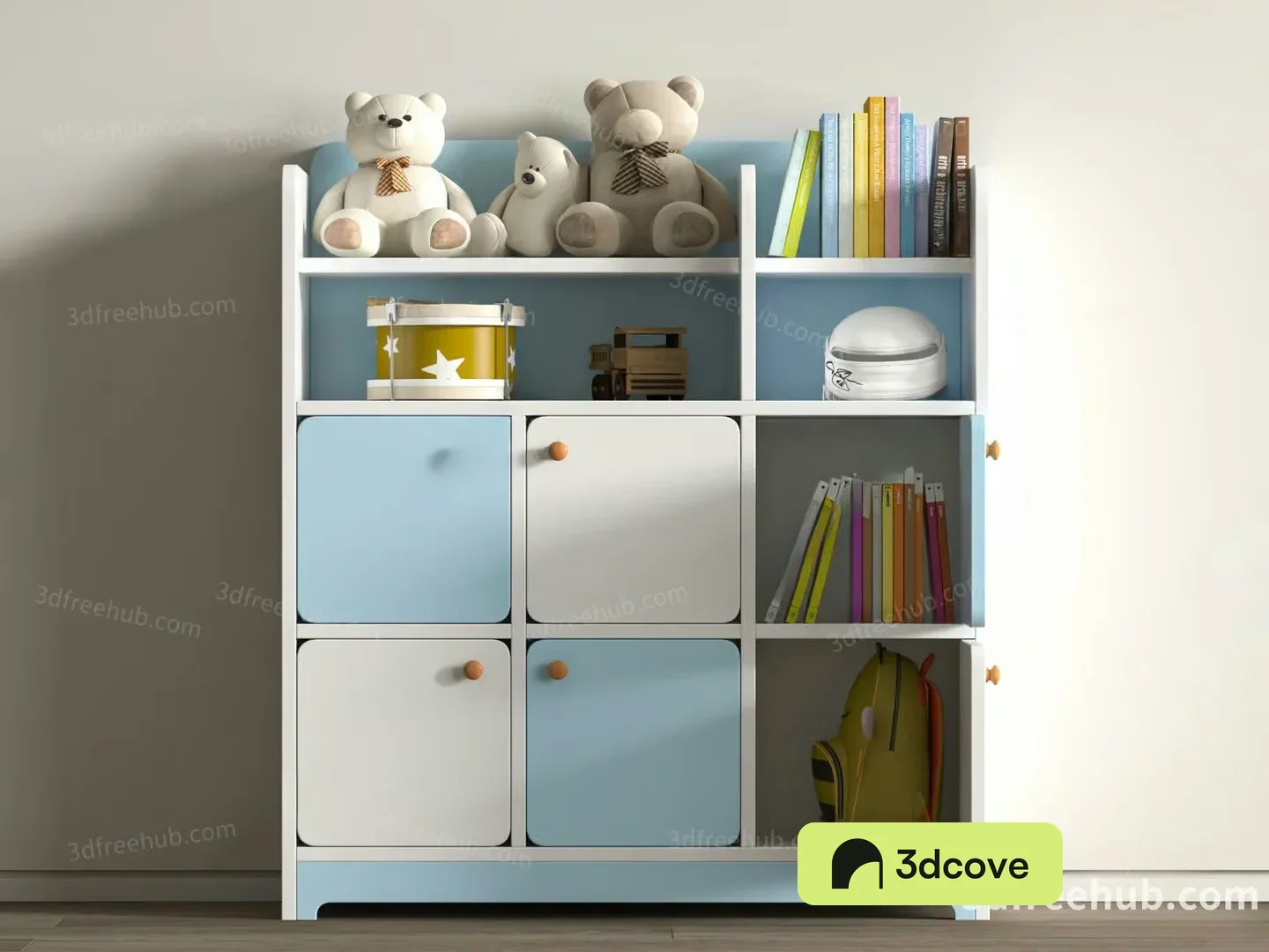 White And Blue Bookshelf