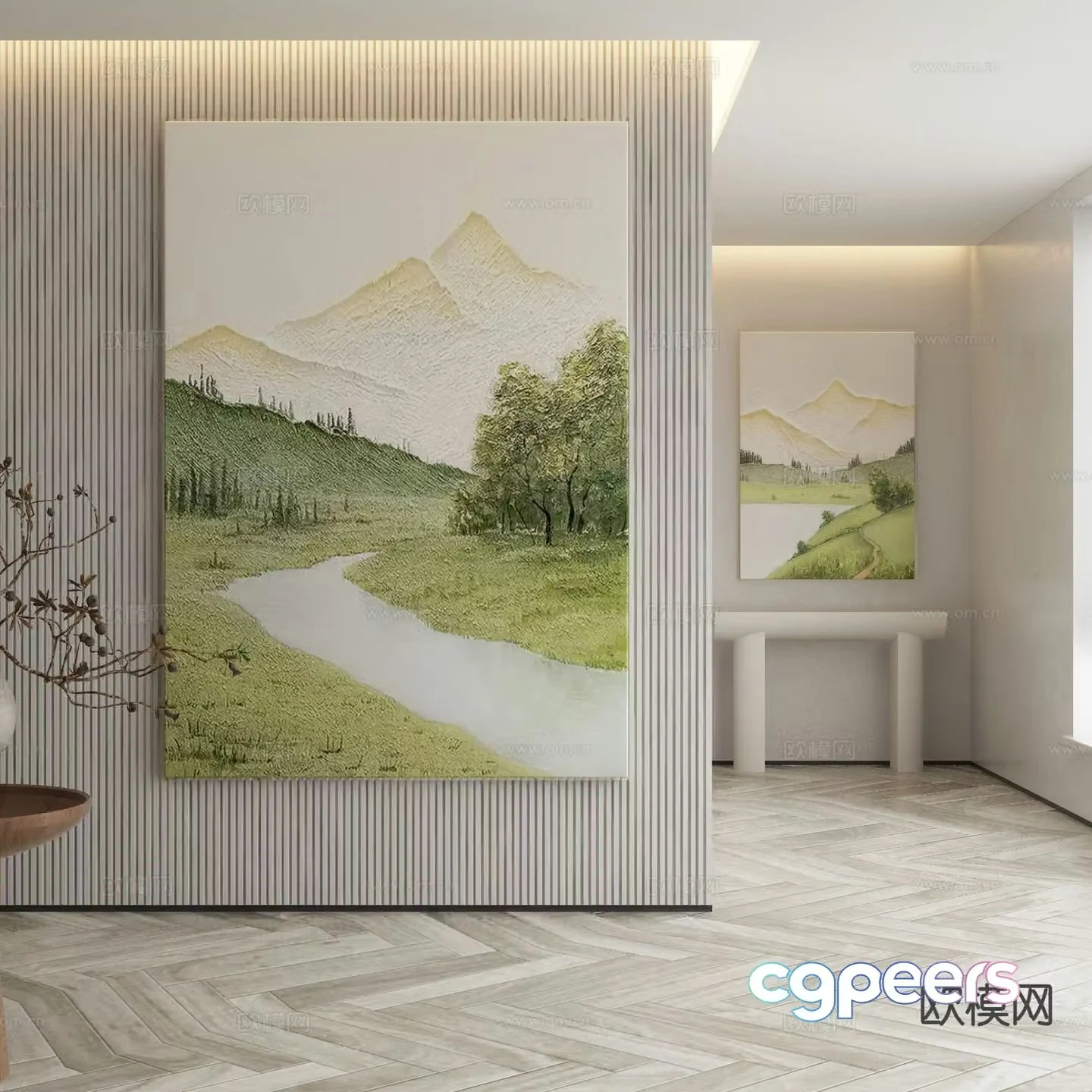 Modern oil painting landscape painting decorative painting 3d model
