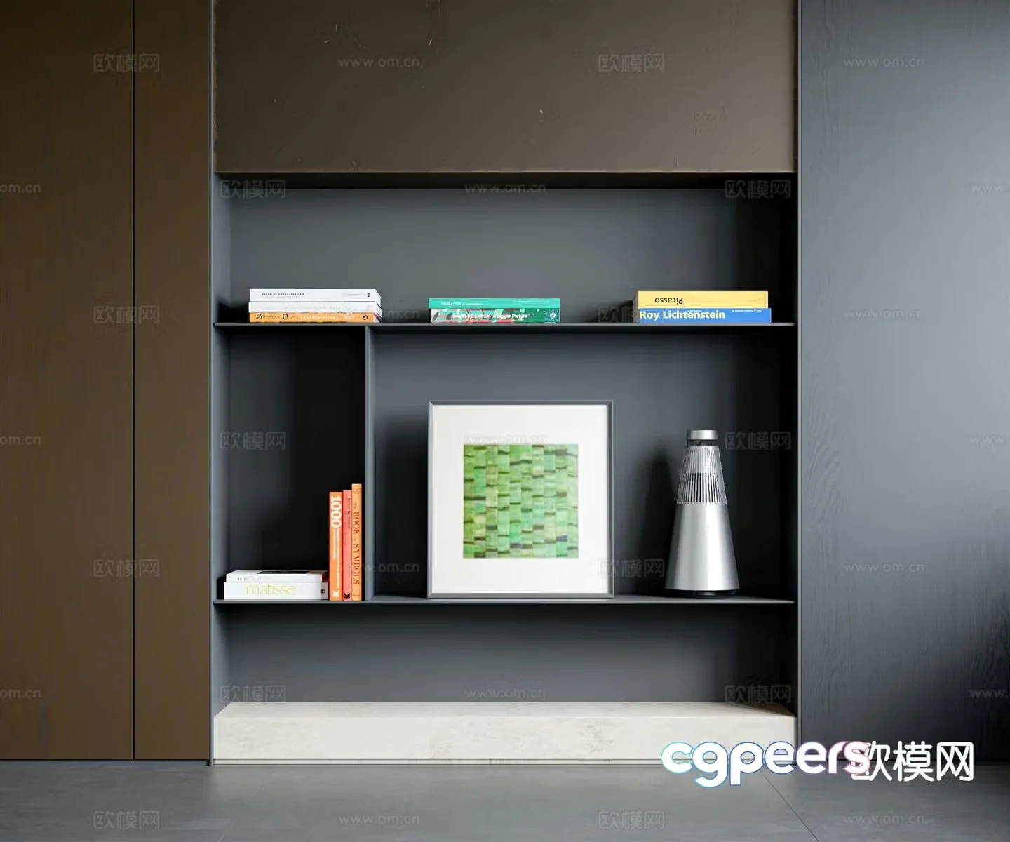 Modern bookcase shelf 3d model