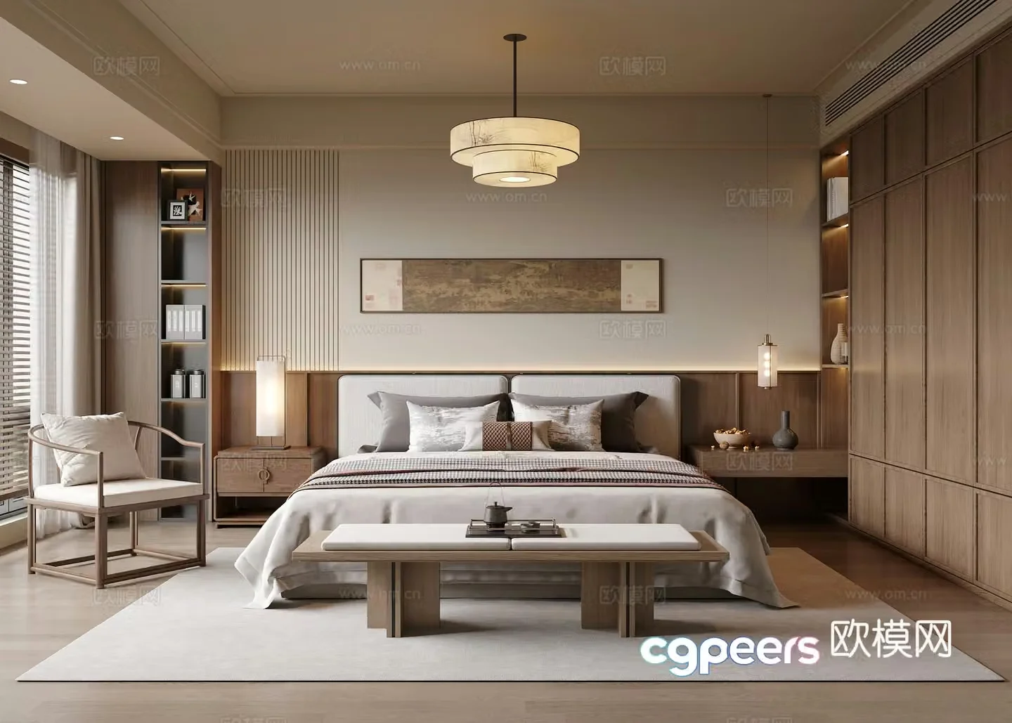 New Chinese Song style bedroom 3D model