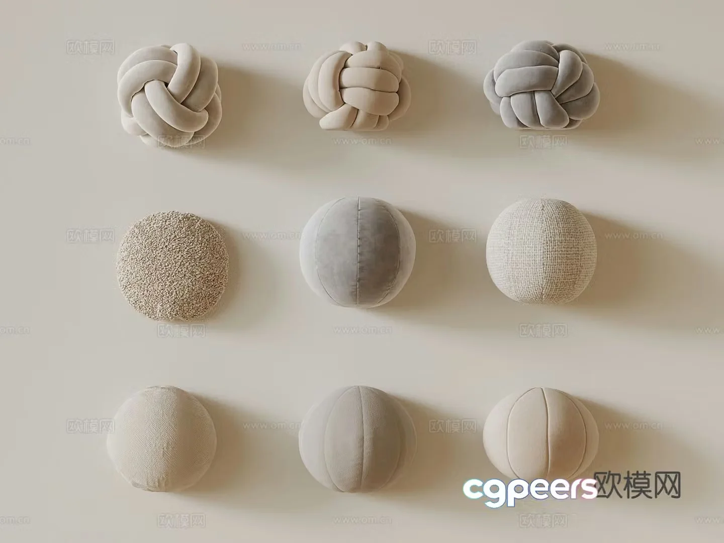 Cream style pillow pillow ball pillow 3d model