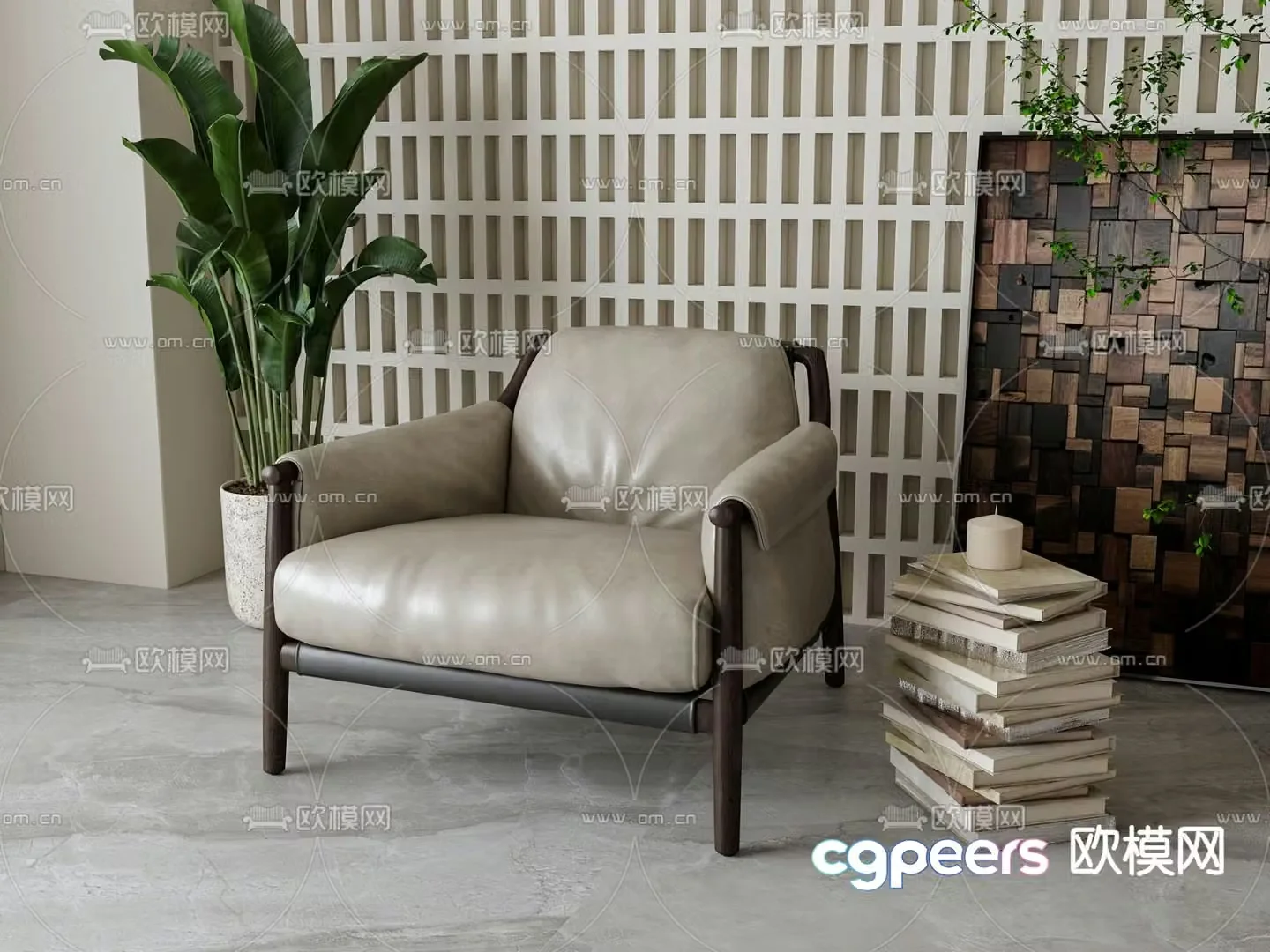 Leather chair casual chair 3d model