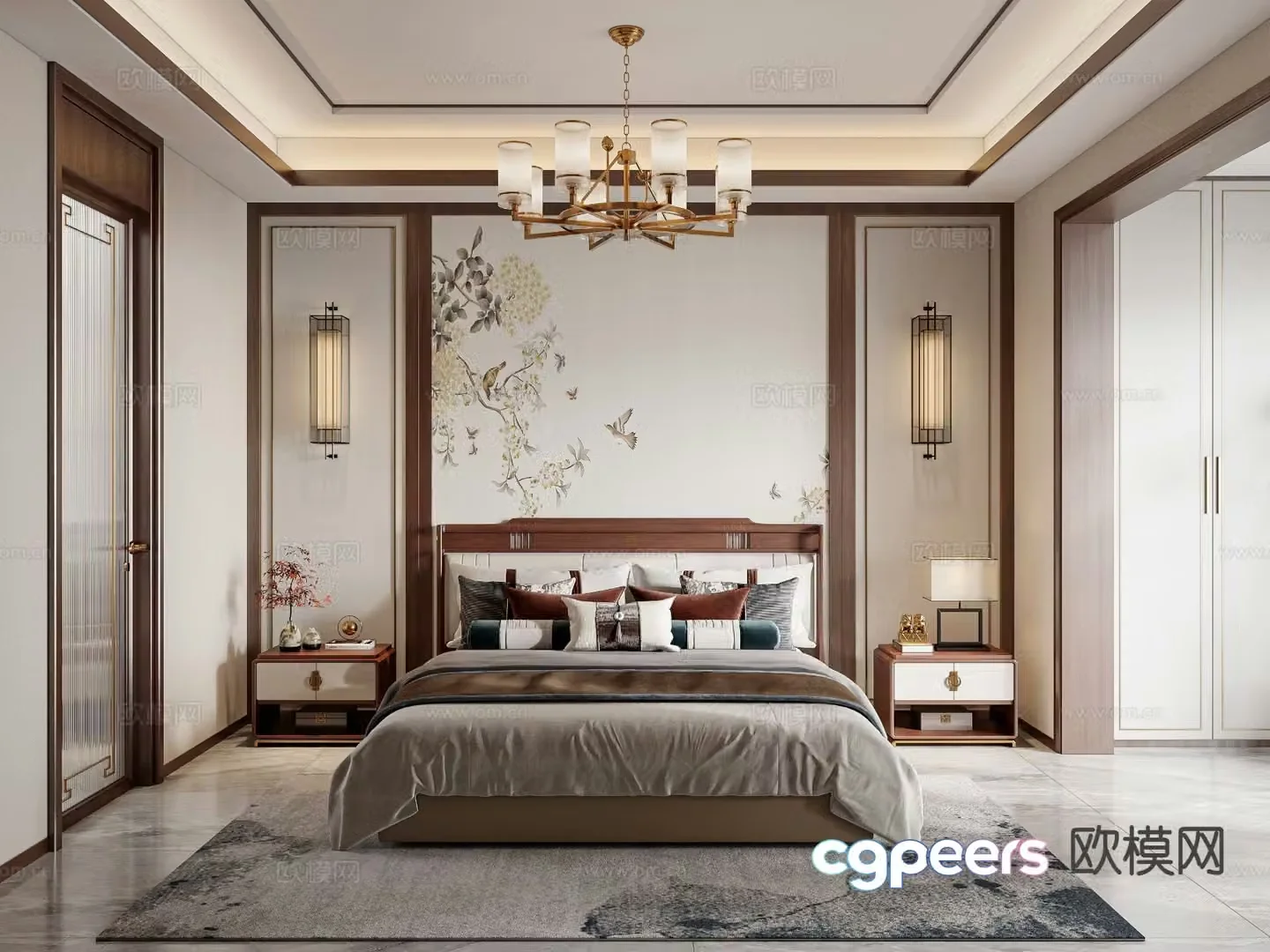 New Chinese style bedroom master bedroom 3d model