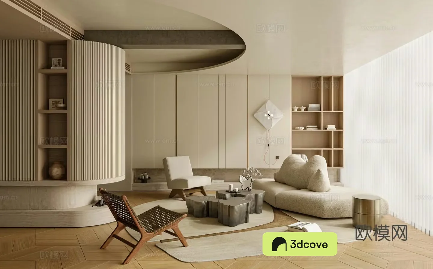 Middle-aged living room 3d model