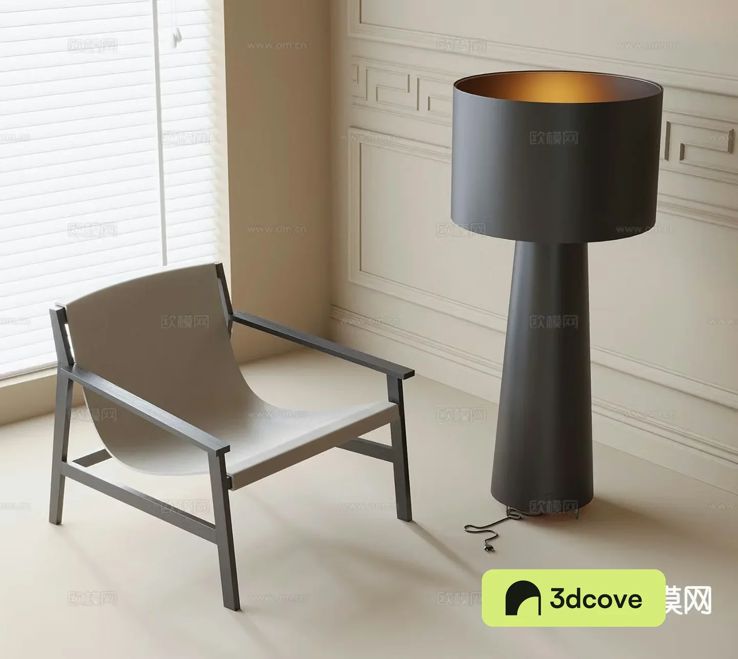 Modern leisure chair floor lamp armchair single chair