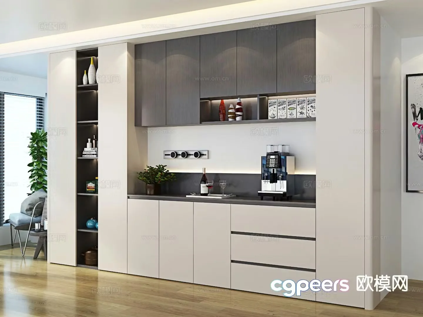 Modern sideboard wine cabinet 3d model