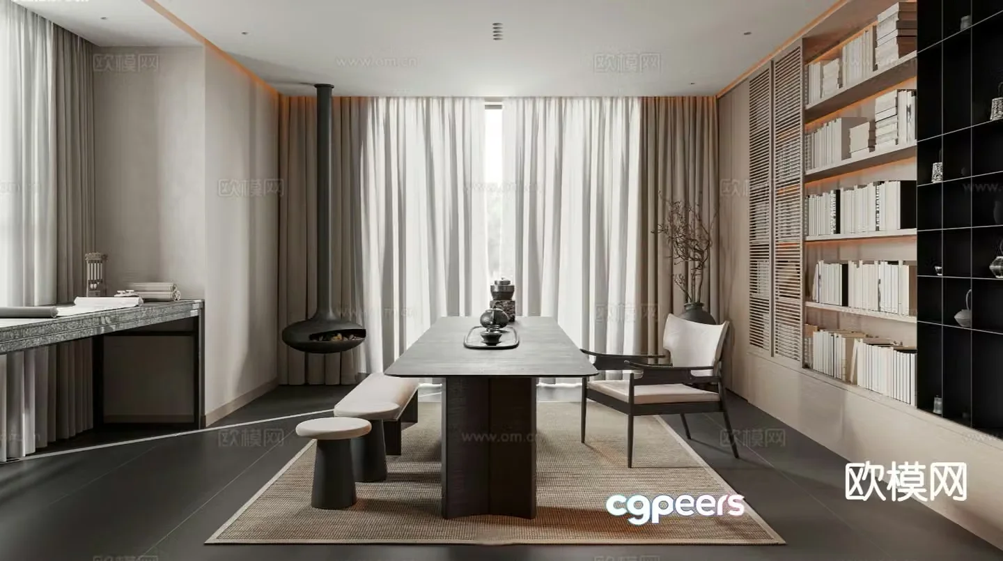 Modern study room 3d model