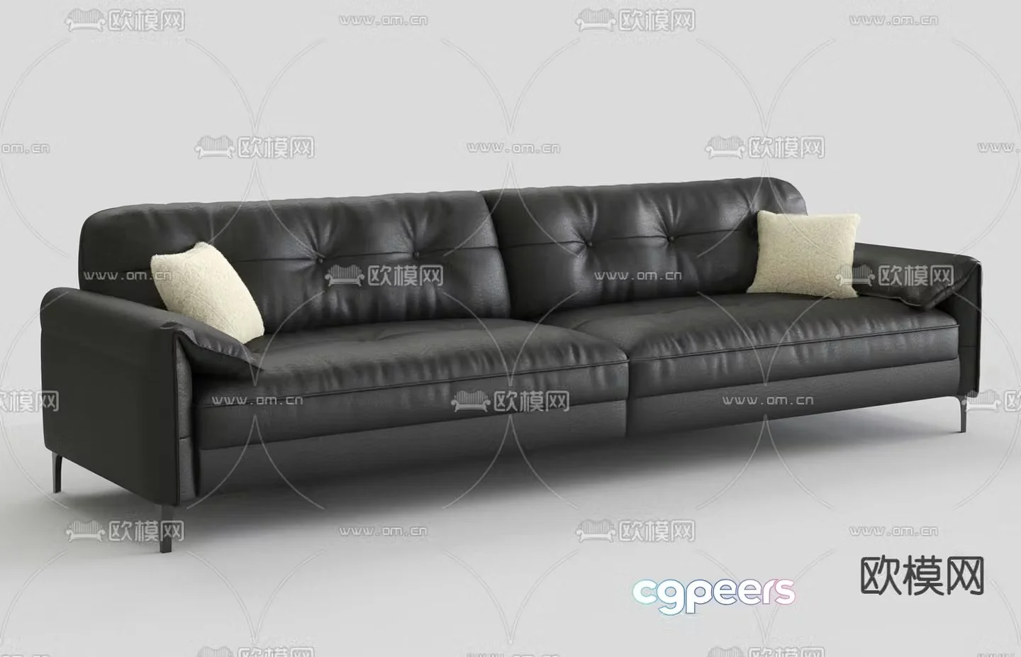 black sofa multi-person sofa 3d model