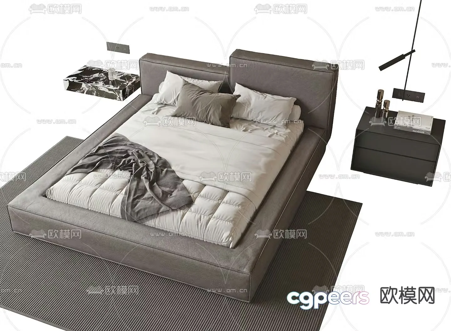 Modern double bed 3d model