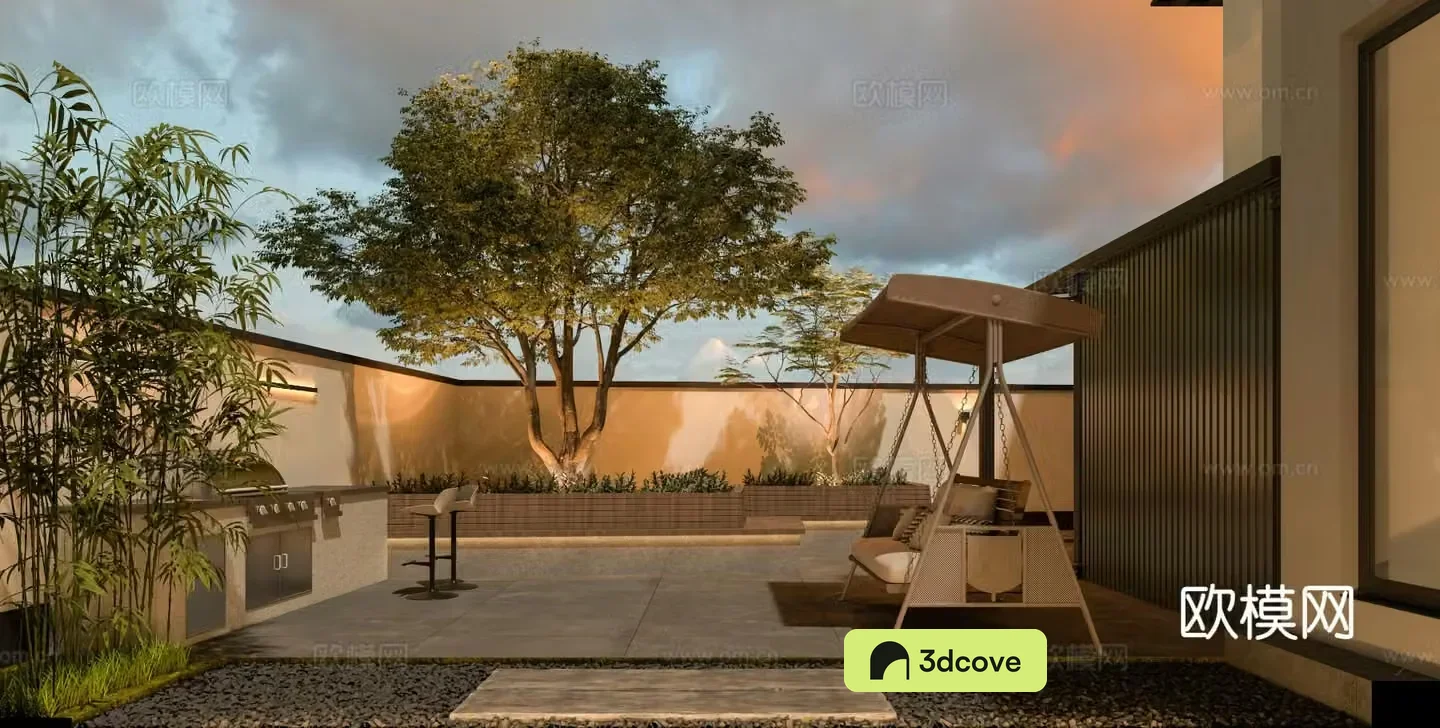 Modern courtyard landscape