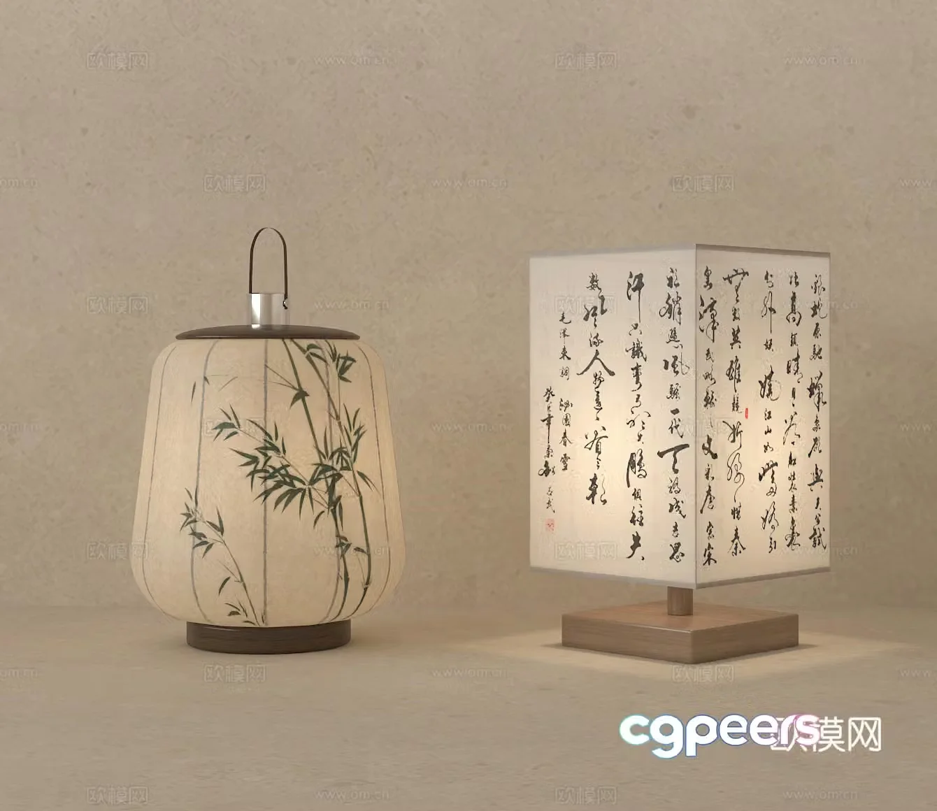 Chinese table lamp lantern decorative lamp 3d model