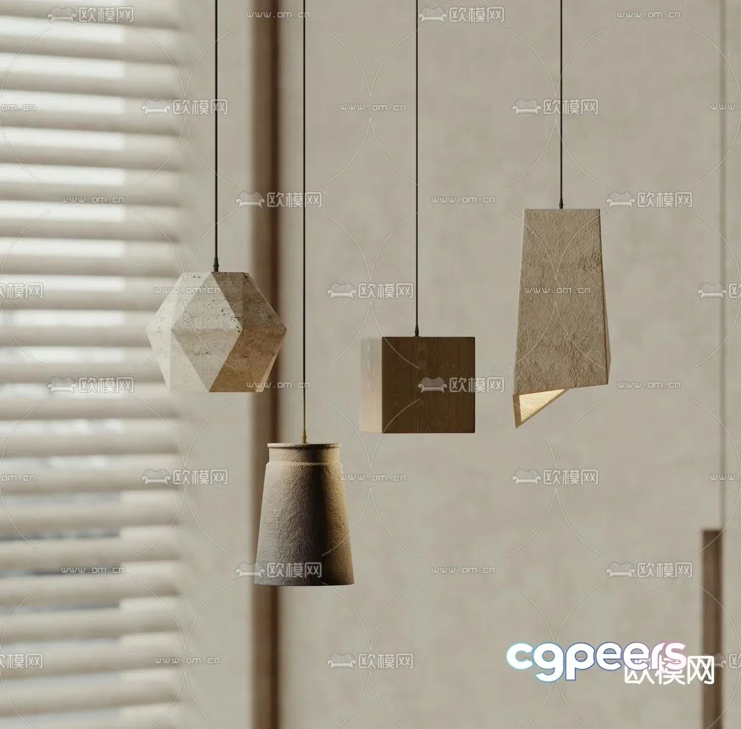 Wabi-sabi small chandelier 3d model